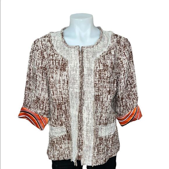 Just B button up jacket with mesh detail and bright lining size XL 100% linen - Picture 1 of 10